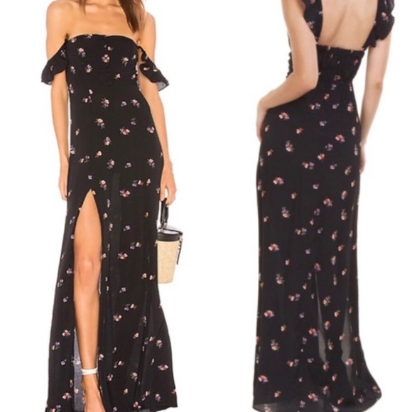 Flynn Skye Black Raining Jasmine Bardot Square Neck Sleeveless Casual Maxi Dress - Picture 10 of 15